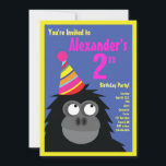 Convites de aniversário do Ape Animal Kid<br><div class="desc">Quem não ama Ape num chapéu de festa? Estes convites adoráveis são perfeitos para a rua,  segundo,  3º,  4º,  5,  6 ou festa de aniversário do seu filho! Ou,  só para qualquer evento de amantes de gorila! Também funciona como excelente para um zoológico,  safari ou festa temerária animal!</div>