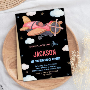 Convites de Aniversário do Avião Black Red Brown