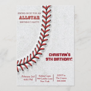 Convites de Aniversário do Baseball Stitch