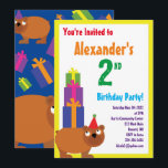 Convites de aniversário do Bear Animal Kid<br><div class="desc">Quem não ama um Urso num chapéu de festa? Estes convites adoráveis são perfeitos para a rua, segundo, 3º, 4º, 5, 6 ou festa de aniversário do seu filho! Ou, só para qualquer evento de amantes de ursos marrons! Também funciona como excelente para um zoológico ou uma festa temerária animal!...</div>