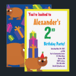Convites de aniversário do Bear Animal Kid<br><div class="desc">Quem não ama um Urso num chapéu de festa? Estes convites adoráveis são perfeitos para a rua, segundo, 3º, 4º, 5, 6 ou festa de aniversário do seu filho! Ou, só para qualquer evento de amantes de ursos marrons! Também funciona como excelente para um zoológico ou uma festa temerária animal!...</div>