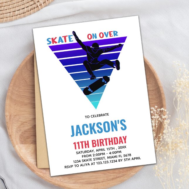 Convites de Aniversário do Blue Red Skateboards (Blue Red Skateboards Birthday Invitations)