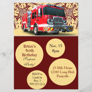 Convites de Aniversário do Bombeiro Personalizado