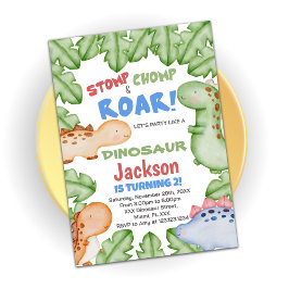 Convites de aniversário do Dinossauro Vermelho Azu