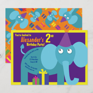 Convites de aniversário do Elefante Animal Kid