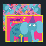 Convites de aniversário do Elefante Animal Kid<br><div class="desc">Quem não ama um elefante num chapéu de festa? Estes convites adoráveis são perfeitos para a rua,  segundo,  3º,  4º,  5,  6 ou festa de aniversário do seu filho! Ou,  só para qualquer evento de amantes de elefantes! Também funciona excelente para um zoológico,  safari ou festa temerária animal!</div>