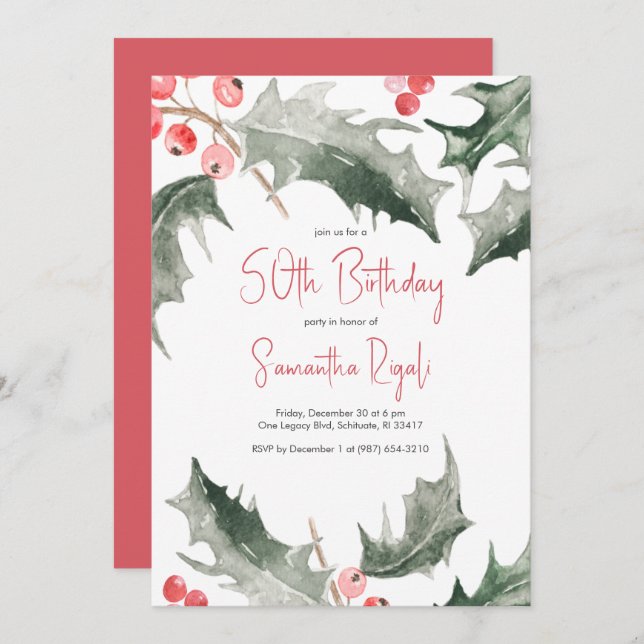Convites de aniversário do Elegant Winter 50th (Frente/Verso)