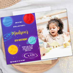 Convites de Aniversário do Espaço Exterior Roxo co