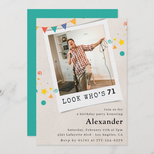 Convites de aniversário do Funny Men 71ruas Foto d (Frente/Verso)