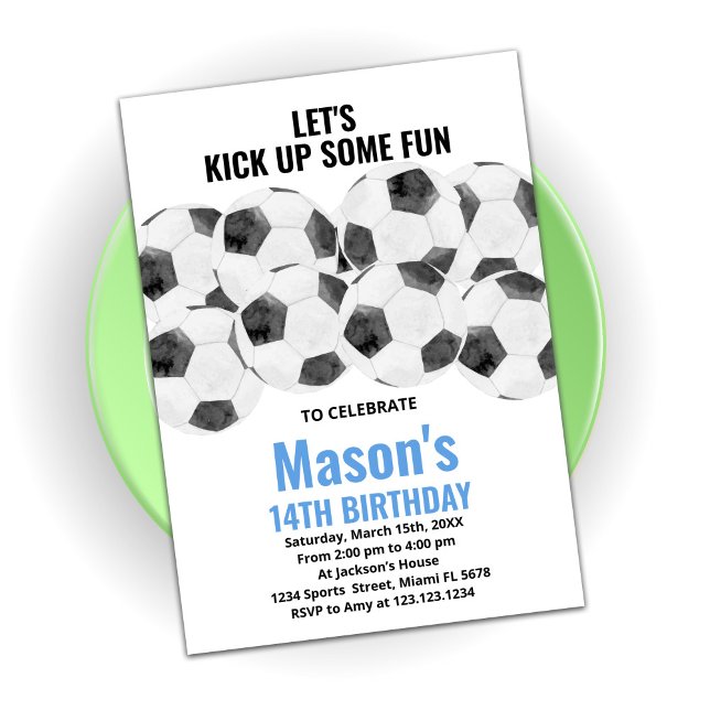 Convites de Aniversário do Futebol Azul Branco (Criador carregado)