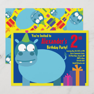 Convites de aniversário do Hippo Animal Kid