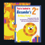Convites de aniversário do Lion Animal Kid<br><div class="desc">Quem não ama um Leão que está pronto para festas? Estes convites adoráveis são perfeitos para a rua, segundo, 3º, 4º, 5, 6 ou festa de aniversário do seu filho! Ou, só para qualquer evento de amantes de gatos grandes! Também funciona excelente para um zoológico, safari ou festa temerária animal!...</div>