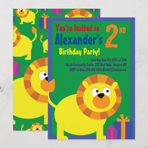 Convites de aniversário do Lion Animal Kid