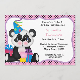 Convites de Aniversário do Panda