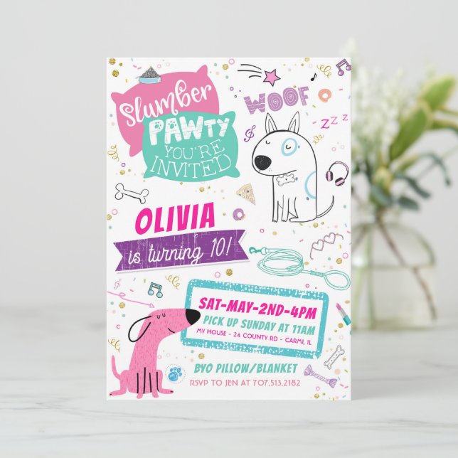 Convites de Aniversário do Partido do Sumba - Cãoz (Em pé/Frente)