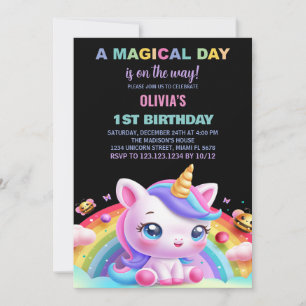 Convites de Aniversário do Rainbow Little Unicorn