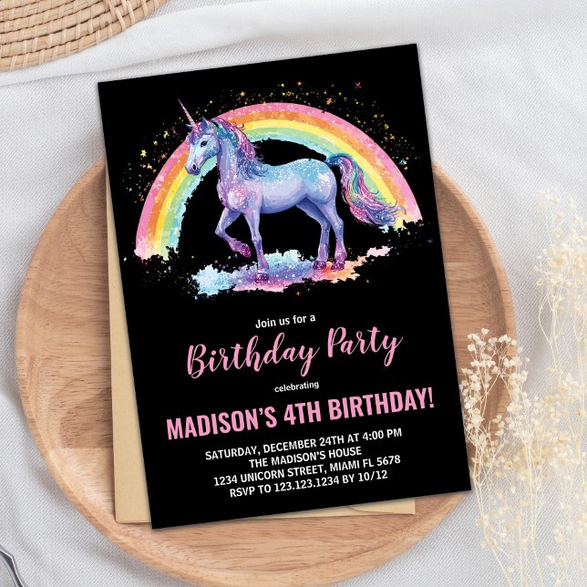 Convites de Aniversário do Rainbow Unicorn (Rainbow Unicorn Birthday Invitations)
