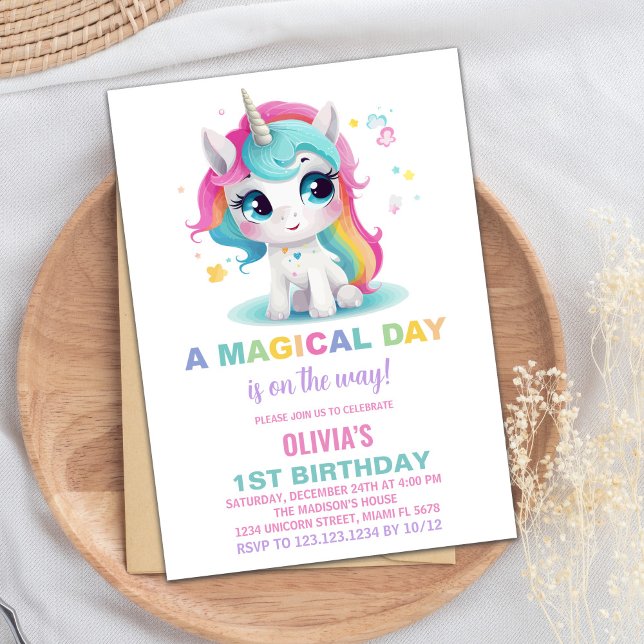 Convites de Aniversário do Rainbow Unicorn (Rainbow Unicorn Birthday Invitations)