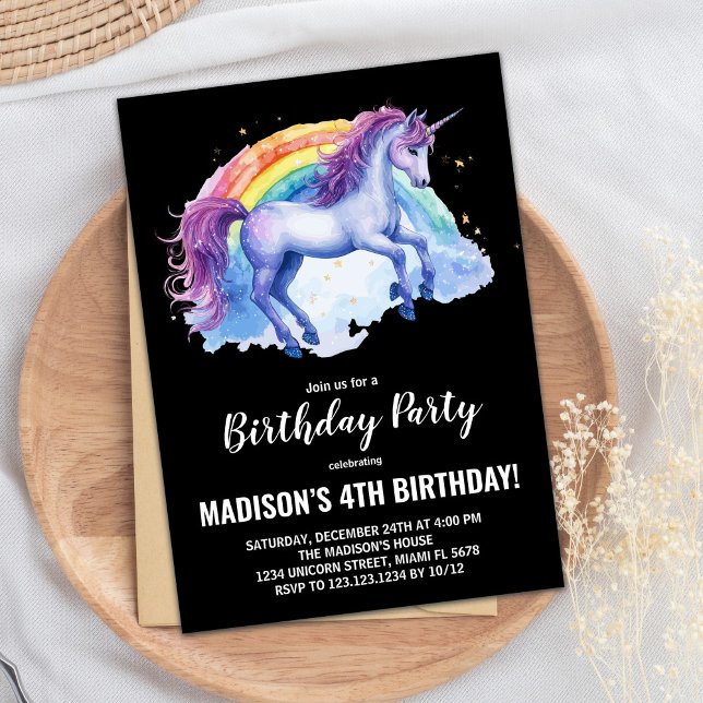Convites de Aniversário do Rainbow White Unicorn (Rainbow White Unicorn Birthday Invitations)