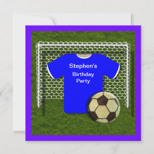 Convites de aniversário do tema de futebol azul