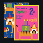 Convites de aniversário do Tiger Animal Kid<br><div class="desc">Quem não ama um tigre num chapéu de festa? Estes convites adoráveis são perfeitos para a rua,  segundo,  3º,  4º,  5,  6 ou festa de aniversário do seu filho! Ou,  só para qualquer evento de amantes de gatos grandes! Também funciona excelente para um zoológico,  safari ou festa temerária animal!</div>