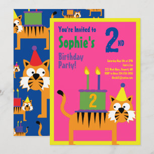 Convites de aniversário do Tiger Animal Kid