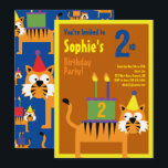 Convites de aniversário do Tiger Animal Kid<br><div class="desc">Quem não ama um tigre num chapéu de festa? Estes convites adoráveis são perfeitos para a rua,  segundo,  3º,  4º,  5,  6 ou festa de aniversário do seu filho! Ou,  só para qualquer evento de amantes de gatos grandes! Também funciona excelente para um zoológico,  safari ou festa temerária animal!</div>