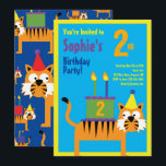 Convites de aniversário do Tiger Animal Kid<br><div class="desc">Quem não ama um tigre num chapéu de festa? Estes convites adoráveis são perfeitos para a rua,  segundo,  3º,  4º,  5,  6 ou festa de aniversário do seu filho! Ou,  só para qualquer evento de amantes de gatos grandes! Também funciona excelente para um zoológico,  safari ou festa temerária animal!</div>