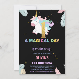 Convites de Aniversário do Unicorn do primeiro ani