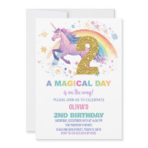 Convites de Aniversário do Unicorn do segundo