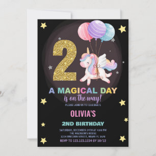 Convites de Aniversário do Unicorn do segundo aniv