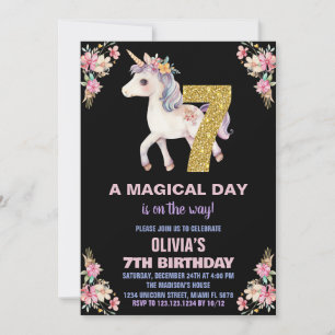 Convites de Aniversário do Unicorn Floral