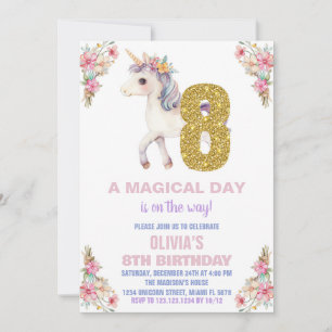 Convites de Aniversário do Unicorn Floral