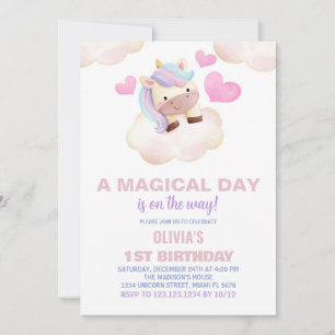Convites de Aniversário do Unicórnio do Dia Mágico