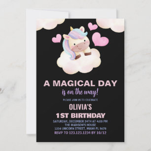 Convites de Aniversário do Unicórnio do Dia Mágico