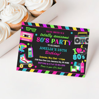 Convites de aniversário e Adultos anos 80