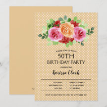 Convites de Aniversário Elegantes com Aquarela Flo