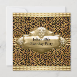 Convites de Aniversário Elegantes de Leopardo