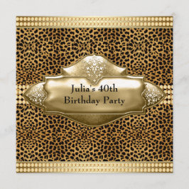 Convites de Aniversário Elegantes de Leopardo