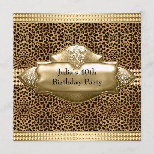 Convites de Aniversário Elegantes de Leopardo