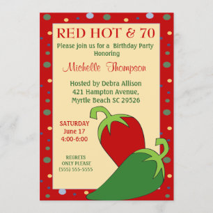 Convites de Aniversário Engraçados de 70 Vermelh