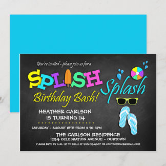 Convites de Aniversário Festa na Piscina Splish Sp