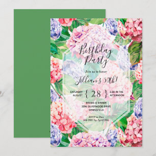 Convites de aniversário Florais de Aquarela