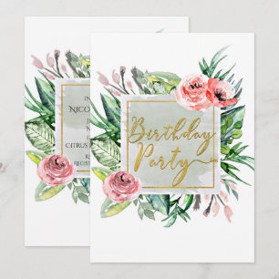 Convites de Aniversário Florais Elegantes e Modern