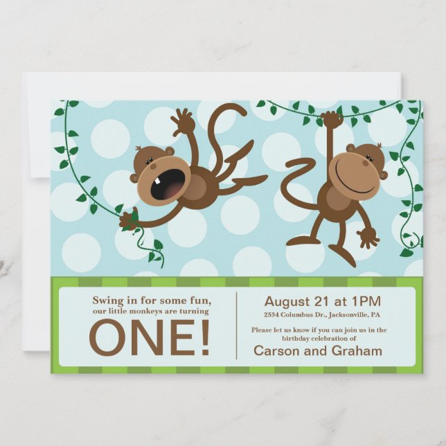 Convites de aniversário gêmeos (Frente)