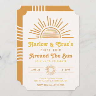 Convites de aniversário gêmeos   Convite Boho Twin