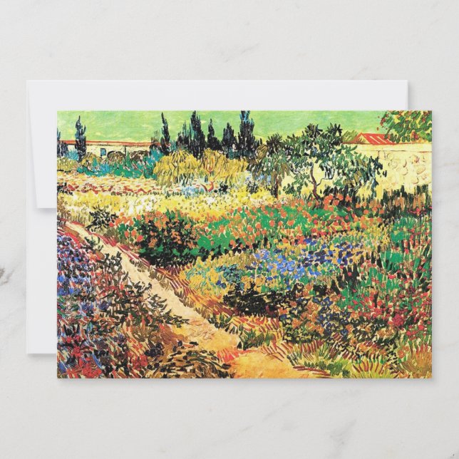 Convites de Aniversário. Jardim florido com caminh (Frente)