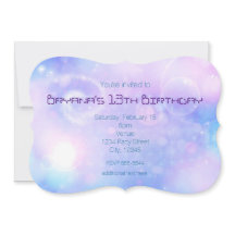 Convites de Aniversário Luzes Espaciais Roxas