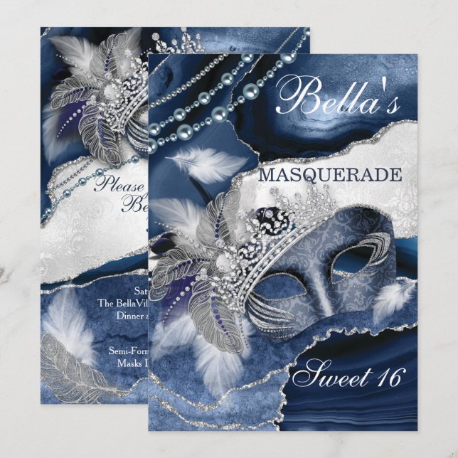 Convites de aniversário mascarada (Frente/Verso)