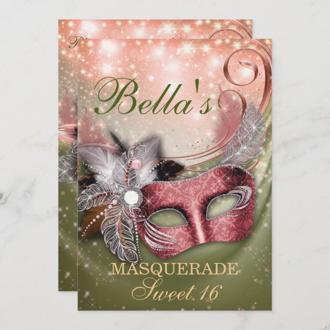 Convites de aniversário mascarada (Frente/Verso)